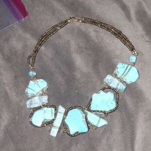 Turquoise and Gold Statement Necklace